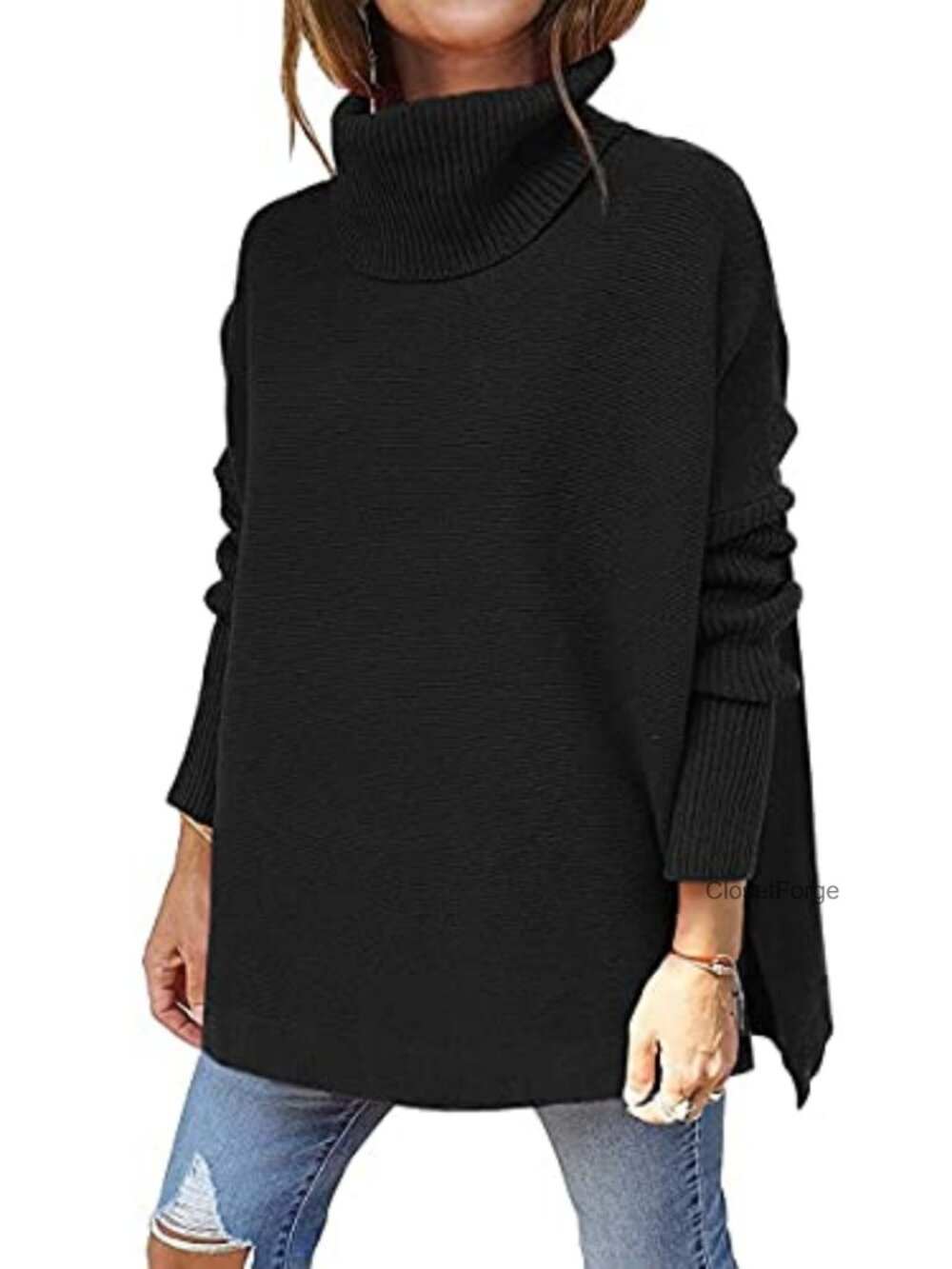 Womens Turtleneck Oversized Sweater Fall Knit Pullover Long Sleeve
